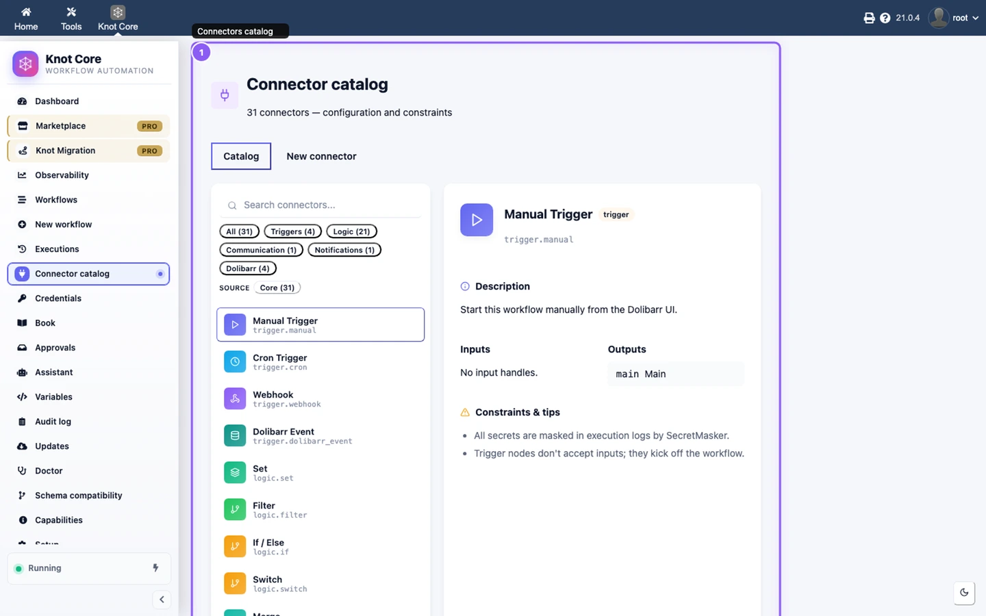 Knot connectors catalog with category filters