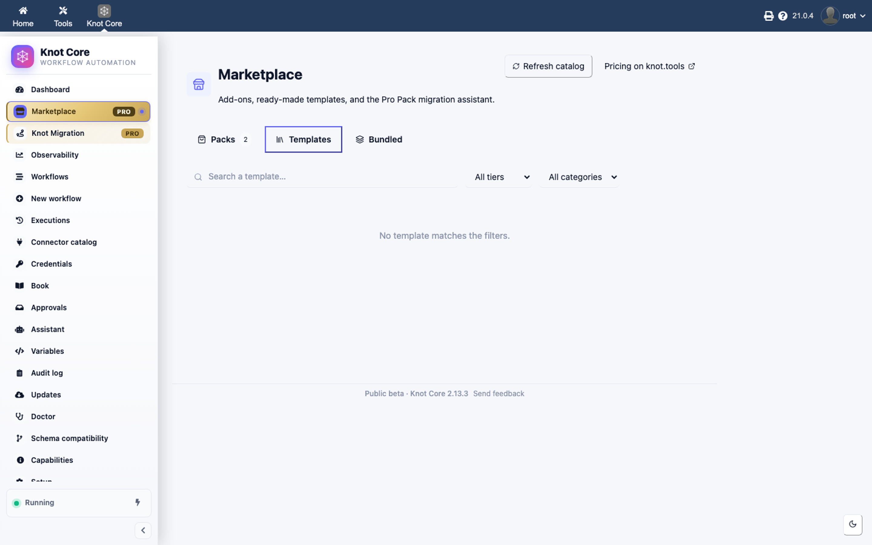 Galerie Templates avec guides et démos showcase