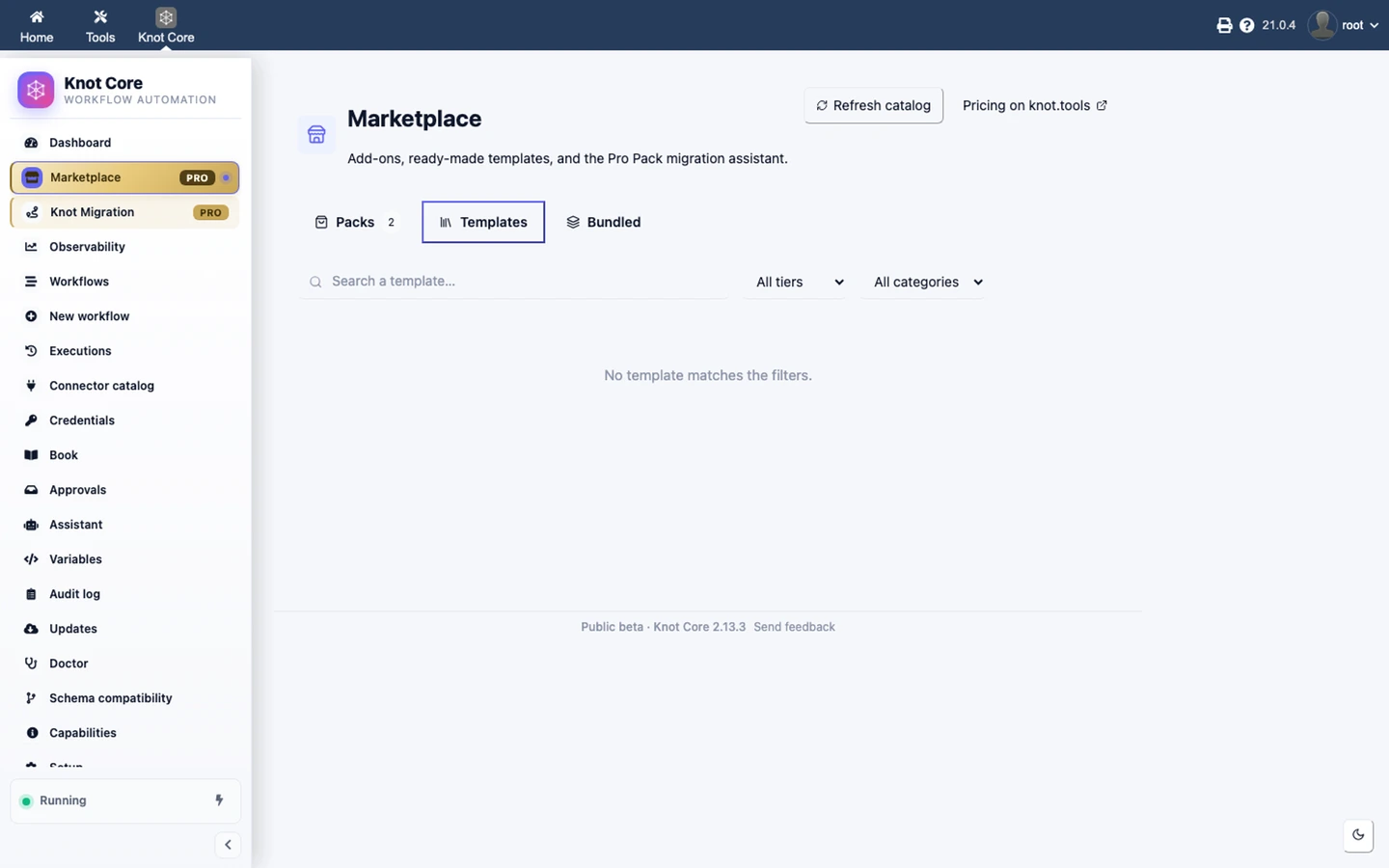 Galerie Templates avec guides et démos showcase