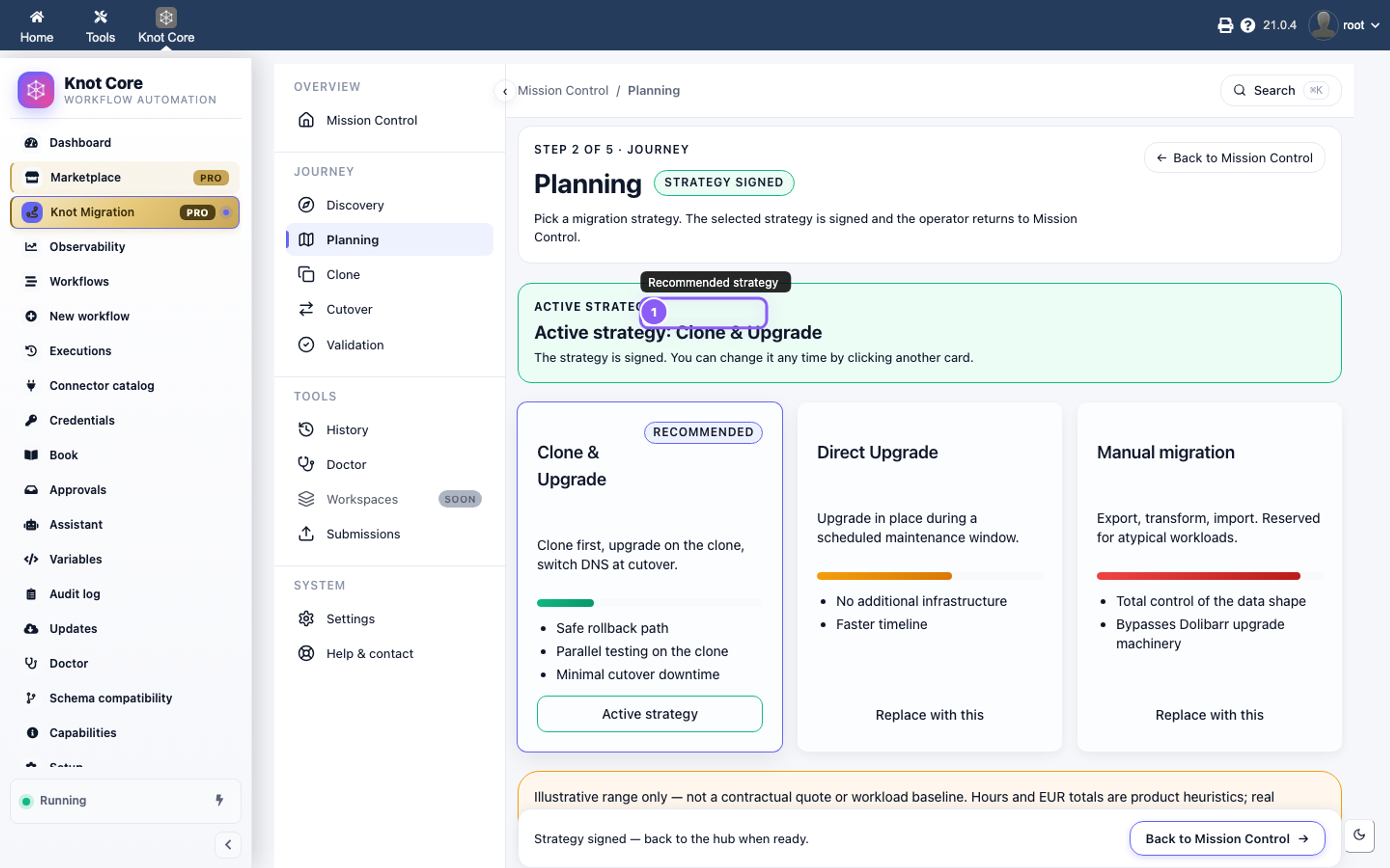 Knot Migration planning — recommended strategy and effort estimate