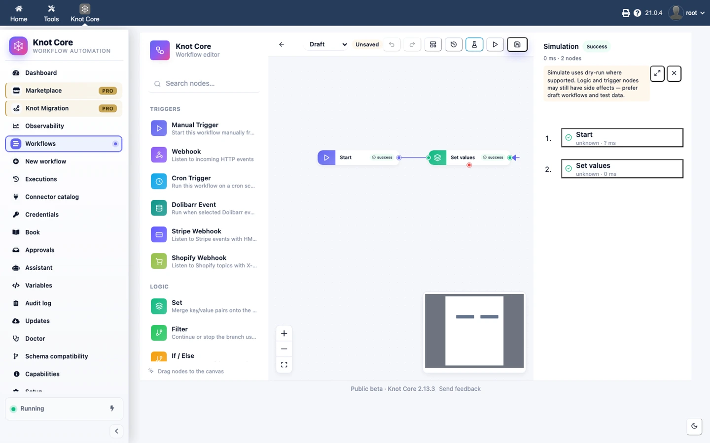 Tester avec Simulate | Documentation Knot